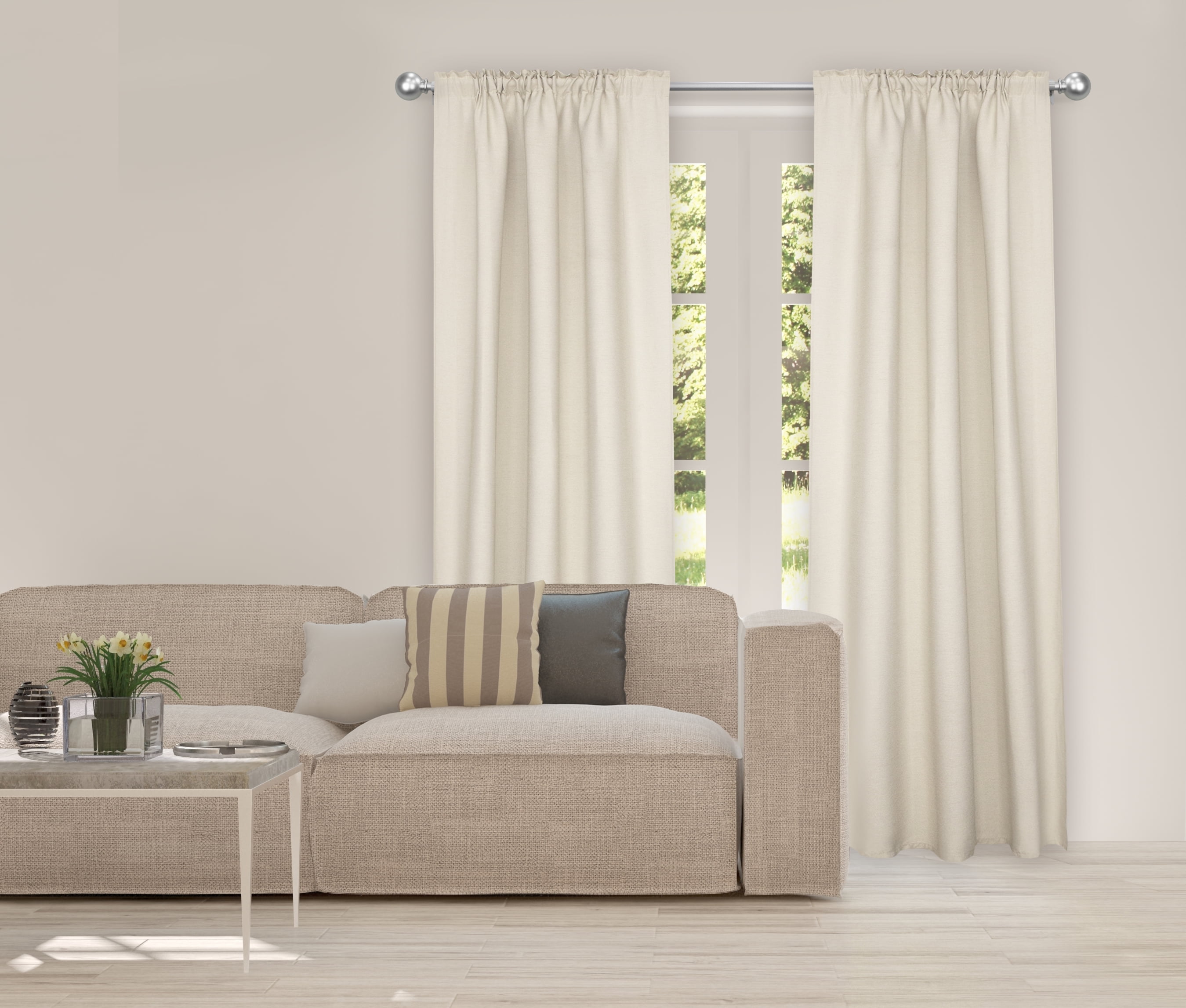 Mainstays 1/2 in Nickel Ball Adjustable Single Curtain Rod, 28-48 in