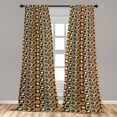 thumbnail image 2 of Vintage Window Curtains, Oval Shapes Eye Like Circular Squares with Colorful Design Repeated Art, Lightweight Decor 2-Panel Set with Rod Pocket, Pair of - 28"x95", Brown Apricot and Teal, by Ambesonne, 2 of 3