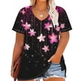 thumbnail image 2 of Women Top Summer Women V Neck Tshirt Graphic Floral Print Tee Shirts Plus Size Tee Shirts Dressy Casual Shirts, 2 of 5