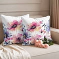 thumbnail image 2 of Spring Floral Pillow Covers 2 Pack Pink Blue Wildflowers Plants Farmhouse Style Pillowcase Waterproof Outdoor Throw Pillow Cover for Patio Garden Square Cushion 18”x18”, 2 of 9