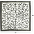 thumbnail image 4 of DecMode Gray Mango Wood Handmade Intricately Carved Floral Wall Decor with White Distressing, 4 of 12