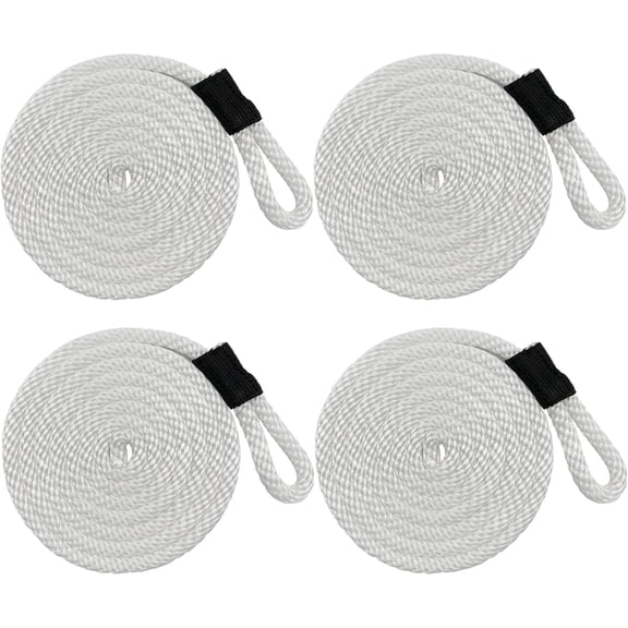 4Pcs Boat Bumper Line Double Braided Nylon Fender Rope 6.5' x 3/8" Boat Fender Lines Inflatable Boat Buoys Strong and Durable Twisted Rope(White)