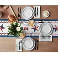 thumbnail image 3 of Table Runner Dresser Scarves 108 Inch Long, Flag Day Red Blue Patriotic Star on White Linen Dining Table Runners Freedom Independence Celebration Tabletop Scarf for Wedding Holiday Party Kitchen, 3 of 9