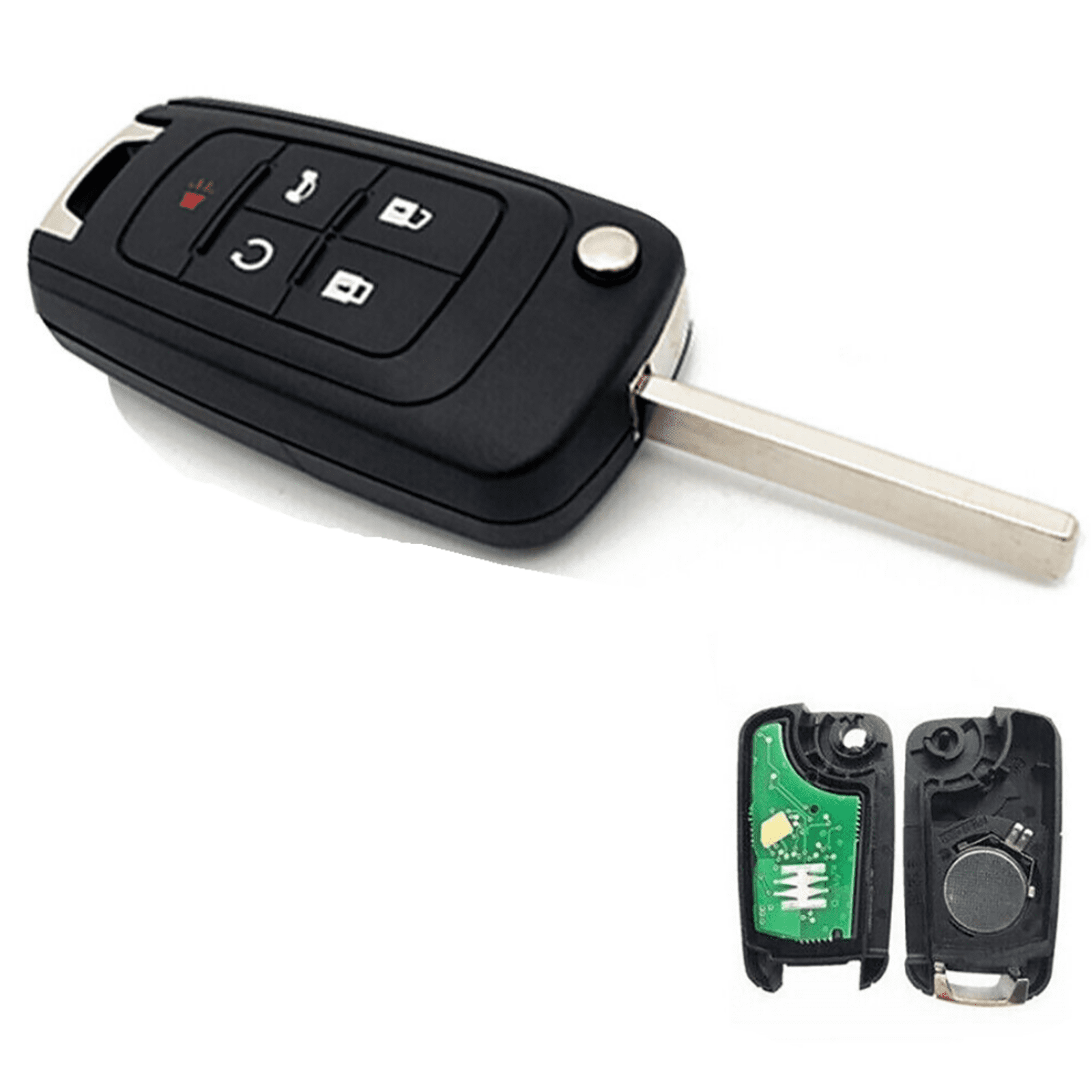 OHT01060512 5-Button Remote Key Fob 2-Pack Black Wireless Car Key with Built-in Chip Cars Key Accessory