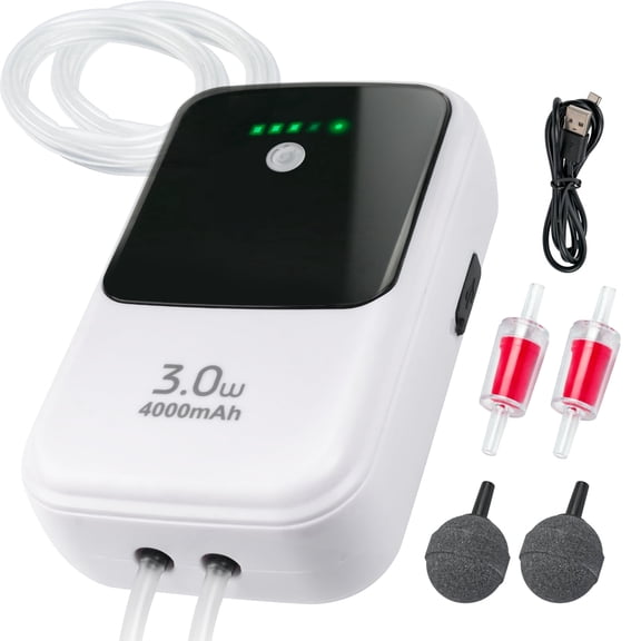 Ghosthorn Silent Dual Operating Mode Rechargeable Aerator for Fish, Large Capacity Aquarium Air Pump with Universal Clip for Most Bait Buckets