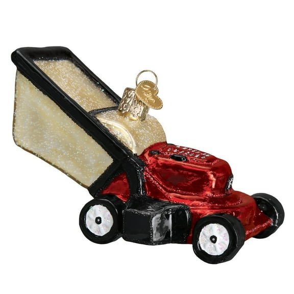 Old World Christmas Red Lawn Mower Glass Tree Ornament 32321 New