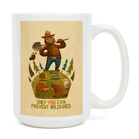 

15 fl oz Ceramic Mug Smokey Bear Only you can prevent Wildfires Contour Dishwasher & Microwave Safe
