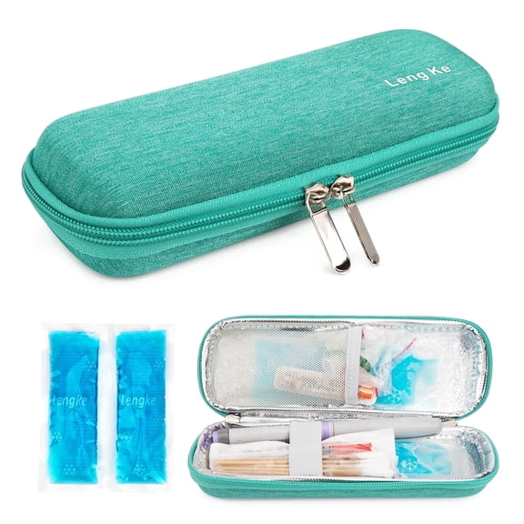 YOUSHARES Insulin Cooler Travel Case - EVA Diabetic Insulated Organizer Portable Cooling Case for Medication Cooling Insulation, Epi Pen Carrying Bag with 2 Ice Pack (Green)