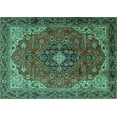 thumbnail image 1 of Ahgly Company Machine Washable Indoor Rectangle Medallion Turquoise Blue Traditional Area Rugs, 2' x 4', 1 of 4