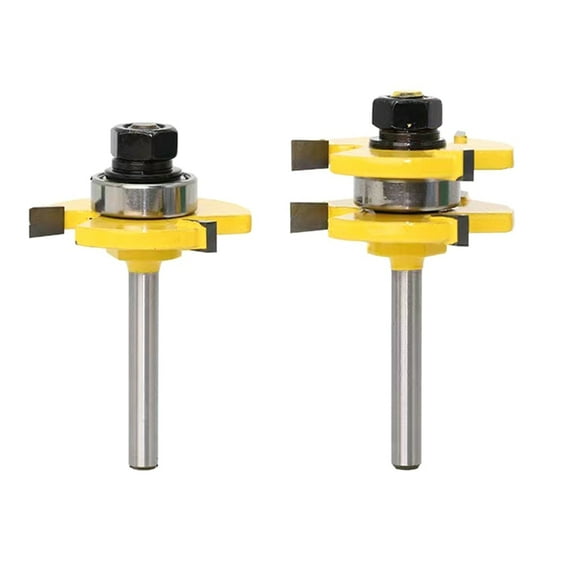 2Pcs 1/4inch Shank Cutter 3-Tooth Tongue & Groove Joint Assemble Router Bits -Slot Milling Cutter for Wood Milling
