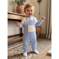 thumbnail image 5 of Loicainy Infant Baby Boy Fall Outfit 3 6 12 18 Months Contrast Colors Ribbed Long Sleeve Rompers Overalls Clothes Set, 5 of 9