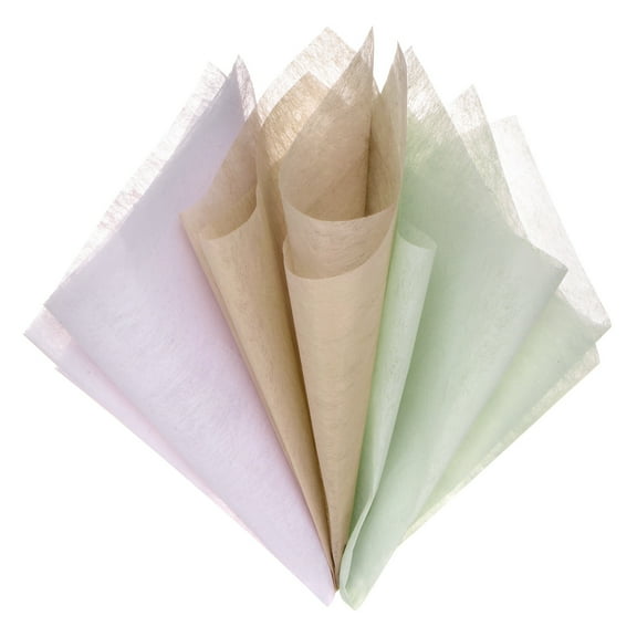 144 Pack Korean Cotton Wrapping Flower Paper - Floral Wrapping Paper (11.8x11.8inches, Green Purple Nude)