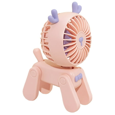 

Mini Desktop Decoration Fans Cute Pet Deer Rechargeable USB Small Electric Fan Student Dormitory Decoration Fan Pink