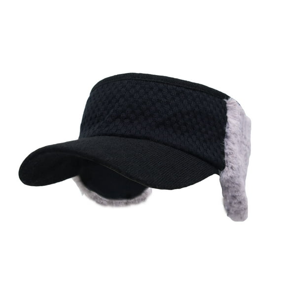 WITHMOONS Winter Wool Warm Visor Earflap Hat Windproof Knit Cap SLV1370 (Black)