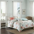 thumbnail image 4 of Home Essence Ocean View 6 PC Cotton Sateen Duvet Cover Set, King, Coral, 4 of 19