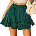 thumbnail image 2 of QHFBli Womens Pleated Skater Skirt Basic Casual High Waisted Ruffles Flared Mini Lingerie Skirts, 2 of 7