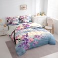 thumbnail image 2 of Homewish Pink Purple Cherry Blossom 7 Pieces Full Size Bedding Sets,Japanese Style Full Size Bed in a Bag,Light Gray Reversible, 2 of 8