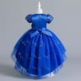 thumbnail image 4 of Girl Ruffle Tiered Tutu Gown Short Sleeve Embroidery Lace Princess Dresses with Big Bowknot Party Ball Tulle Pageant Gowns for Wedding, Birthday - 4-12T, 4 of 4