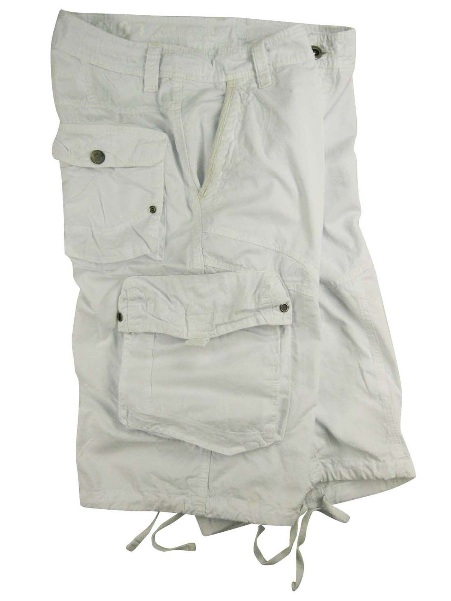 Stone Touch Men's Cargo Shorts, White + Stone color 2 pc
