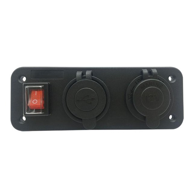Panel De Interruptor A Prueba De Agua, Interruptor Basculante Dc 12V, Interruptor Para Coche, Barco, Camión, Cargador Usb Dual, Panel De Apagado Para Encendedor De Cigarrillos Eigraketly VI003991-00