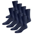thumbnail image 1 of 8 pairs of Thin Combed Cotton Diabetic Socks for Men & Women, Loose, Wide, Non-Binding Neuropathy Low-Crew Socks (Navy, Fit's Shoe Size 7-11), 1 of 4