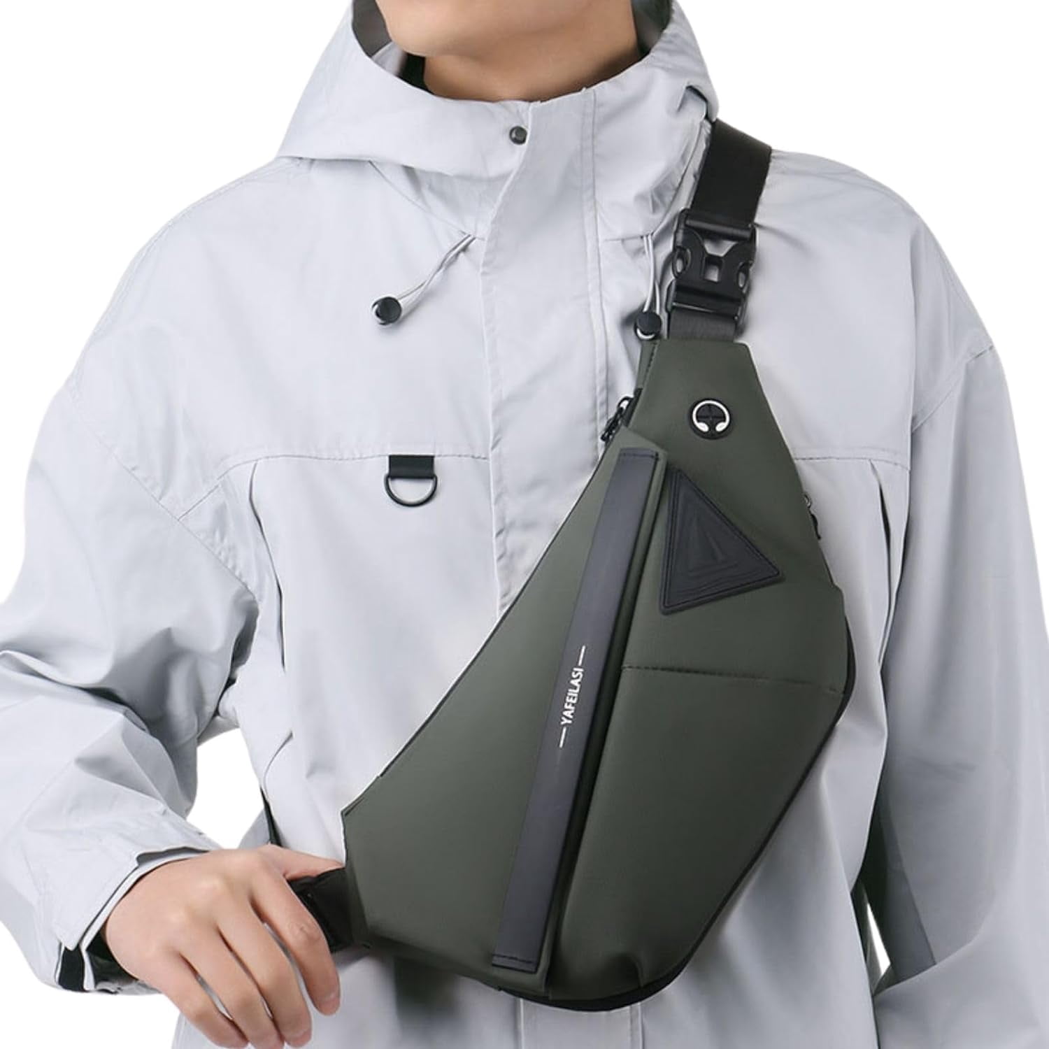Anti-Theft Travel Sling Bag for Men and Women Expandable Waterproof Crossbody Bag Chest Shoulder Backpack (Black - Left shoulder)