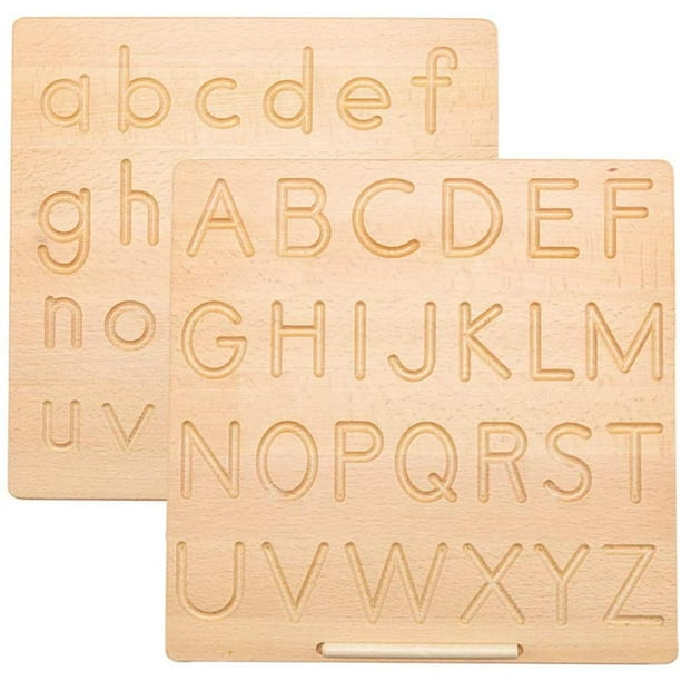 Alfabeto De Madera/Tablero De Rastreo De Números Práctica De Escritura Tablero De Aprendizaje Tableros De Dibujo Educativos Para Niños Cateissary FN007608-02