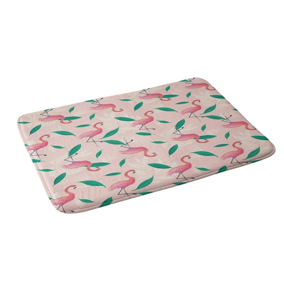 Society6 Cynthia Haller Pink Flamingo Tropical Pattern Bath Mat 34" x 21"