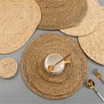 thumbnail image 3 of 4Pcs Woven Placemats, Round Straw Braided Tablemats Natural Handmade Heat Resistant Non-Slip Potholder for Dining Table, 3 of 6