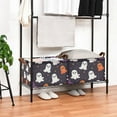thumbnail image 3 of Yayeee Foldable Storage Basket for Shelves with Handles Set of 2 Waterproof Cloth Bins, White Halloween Ghosts, 3 of 7