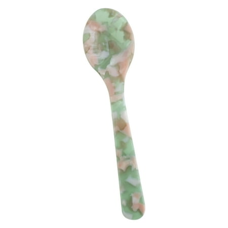 

Farfi Dessert Spoon Retro Style Smooth Edge Unique Pattern Food Grade Ergonomic Handle Decorative Acrylic Cake Ice Cream Spoon Jam Butter Cutter Tableware Home Supplies (Pink & Green Type A)