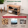 thumbnail image 2 of Wooden Shoe Rack Bench, 3-Tier Wooden Shoe Organizer for Entryway, Aciaca Bench with Shelf, Solid Wood Shoe Storage Bench for Doorway, Hallway, 300 LBS, 1-Year Warranty, Natural Acacia, 2 of 7