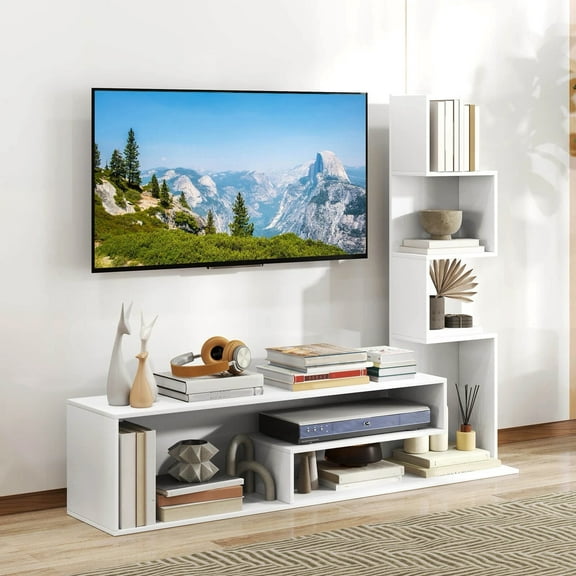 Harmijoy Cube TV Stand for TVs up to 50" Media Console Table w/L-shaped Storage Shelves