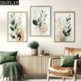 thumbnail image 4 of 3pcs Modern Minimalist Leaf Print Canvas Art Prints - Frameless, Large Wall Decor for Living Room, Bedroom, Office - Vibrant Green & Beige Leaf Design, Perfect for Fall & Summer, Ideal Holiday Gift,, 4 of 4