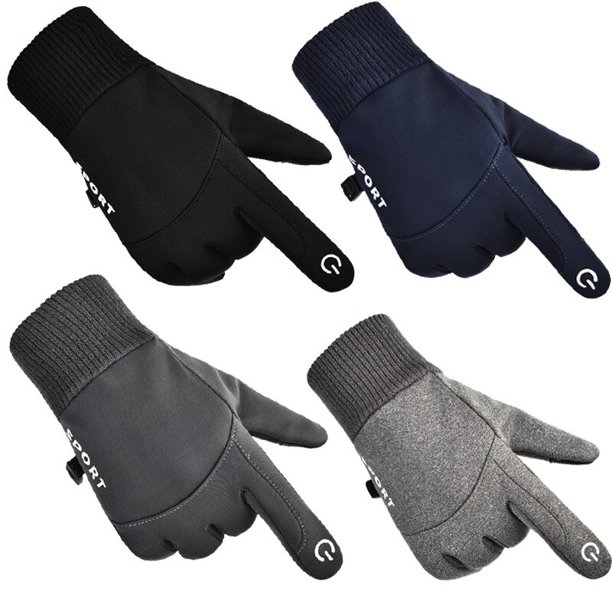 Men Winter Waterproof Cycling Gloves Outdoor Sports Running Motorcycle Ski Touch Screen Fleece Gloves Non-slip Warm Full Fingers He Qiyong unisex