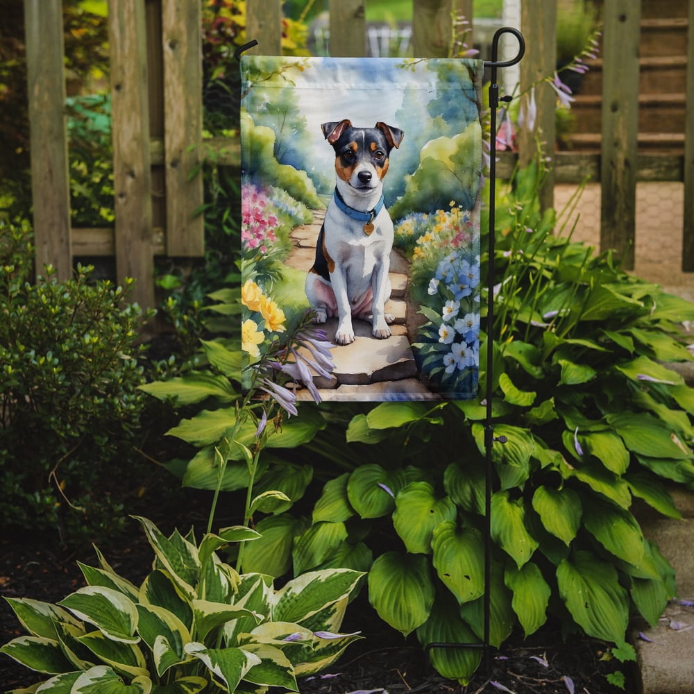 Jack Russell Terrier Spring Path Garden Flag 11.25 in x 15.5 in