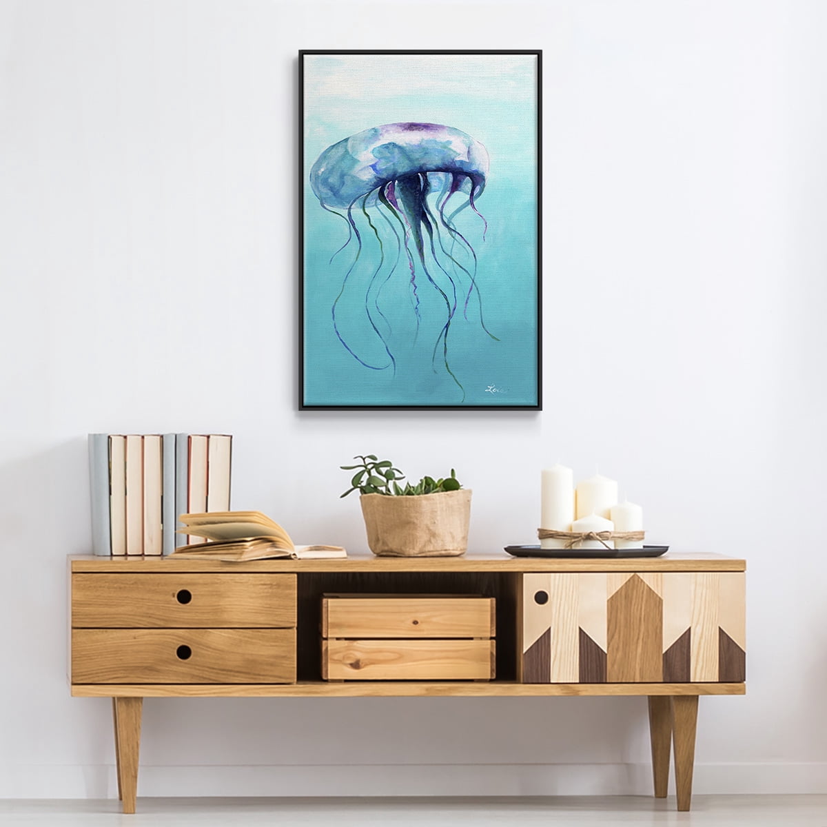 Jelly Fish Framed Premium Gallery Wrapped Canvas - Ready to Hang
