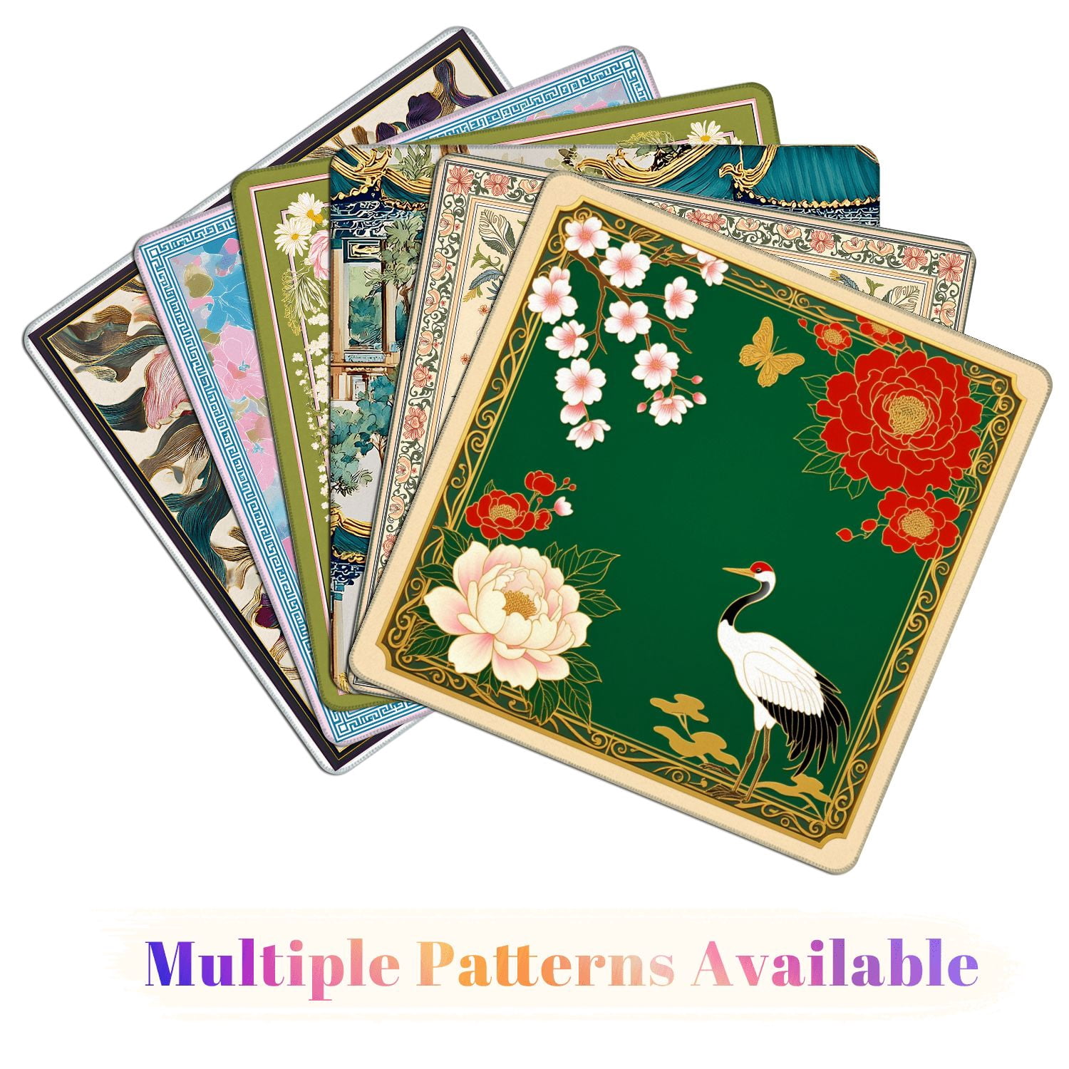 Mahjong Mat 31.5" x 31.5" Elegant Crane Peonies Cherry Blossoms Butterfly Traditional Style Non-Slip Noise Reduction American Mahjong Tiles Table Cover for Dominoes Poker Card Board Games Gift