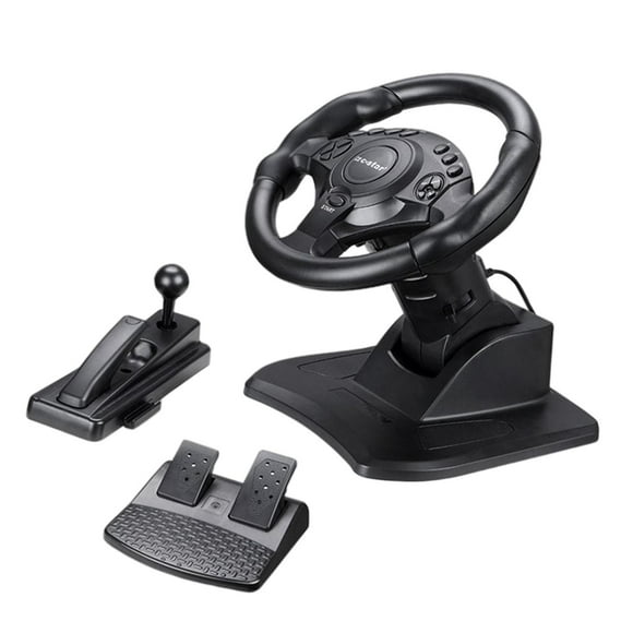 PC Racing Gaming Wheel & Pedal Vibration Car Sim Race Steering Wheel for for PS3 for PC Android Video Games Gamepad Black