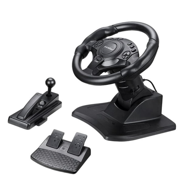 Game Racing Wheel, PC Vibration Gaming Wheel and Pedal Set, Universal