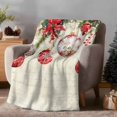 thumbnail image 2 of Christmas Balls Poinsettia Flannel Blanket for Bed,Travel and Camping, Fir Leaves Winter Snowflakes Super Soft Cozy Blanket for All Seasons 60"x80", 2 of 9