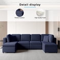 thumbnail image 5 of Mjkone Oversized U/L Shaped Sectional Sofa with Movable Ottoman, 7 Seats Modular Sectional Sofa with Chaise for Living Room,Navy Blue, 5 of 7