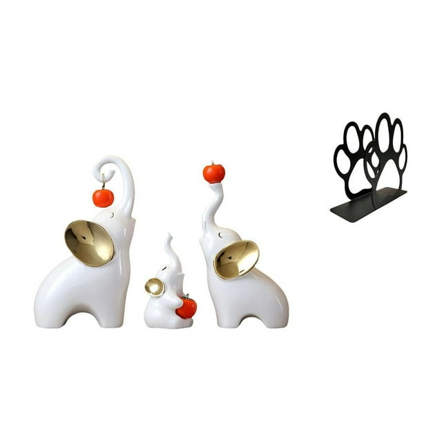 Esculturas de elefantes,Estatuas de elefantes,decoración del hogar,artesanías de cerámica,Servilletero de hierro,Servilletero con forma de pata,color negro,Dispensador de toallas de papel