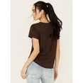 thumbnail image 4 of Cleo + Wolf Women's Alexander Short Sleeve Graphic Henley Shirt Chocolate X-Large  US, 4 of 4
