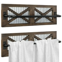 Autumn Alley Farmhouse Rustic Towel Rack Holder - Wood Towel Rack - Farmhouse Towel Holder for Rustic Bathroom and Farmhouse Kitchen Style D?cor - 18" Wall Mounted, Set of 2, Rustic Brown