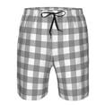 thumbnail image 3 of Salouo Gray Checkboard Pattern Swim Trunks for Men,Men's Hawaiian Bathing Suit Swimsuits Quick Dry Swimming Board Shorts Beach Shorts with Pockets-Medium, 3 of 6