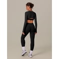 thumbnail image 5 of IDOPIP Workout Sets for Women 3 Piece Long Sleeve Shrug with Seamless Halter Sports Bra High Waist Leggings Gym Yoga Active Outfits M Black, 5 of 8