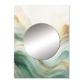 thumbnail image 2 of Designart "Fusion of Gold and Green Tranquil Waves I" Abstract Shapes Mirror Wall Decor - Modern Beige Abstract Hallway Wall Mirror Art - 32" x 24" Inch, 2 of 5