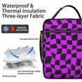 thumbnail image 2 of Purple and Black Wavy Checkered Insulated Lunch Bag for Men Women,Waterproof Lunch Box for Work,Picnic or Travel,Thermal Insulation,10.63x9.06x3.54 Inches, 2 of 5