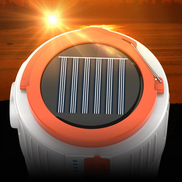 Lampe de camping solaire à LED (bleue), rechargeable par USB, idéale
